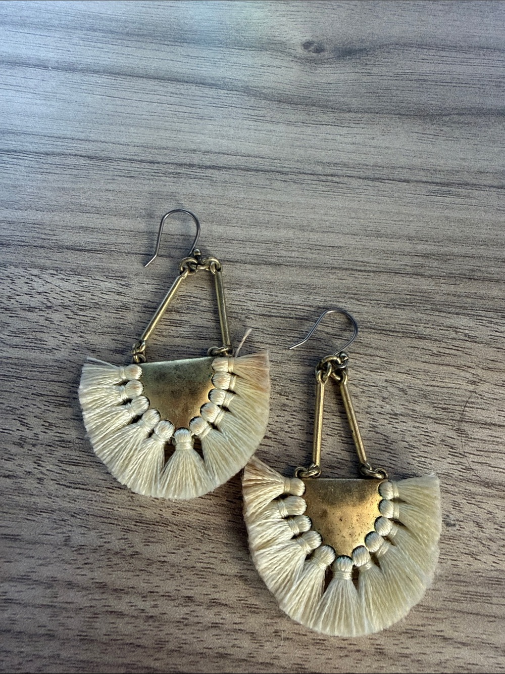 Lucky Brand Cream Fan Tassel Drop Earrings